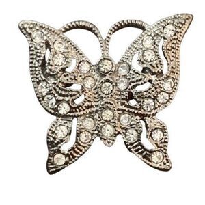 Men’s Small Vintage Butterfly Marcasite Lapel Pin - Silver Tone Delicate Unisex